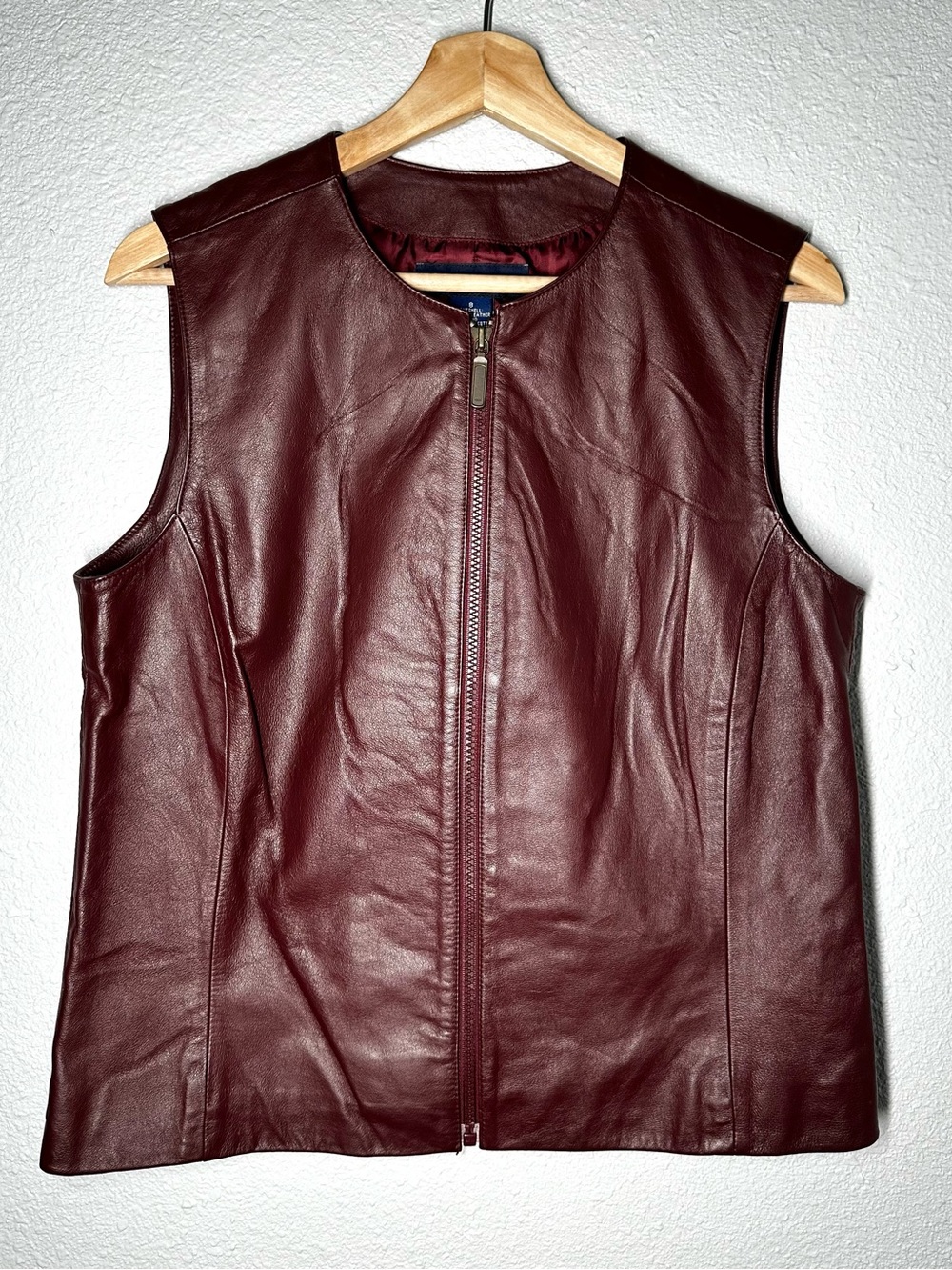 Preston & York Leather Women's  Full Zip Vintage 90s Club Burgundy Size 8